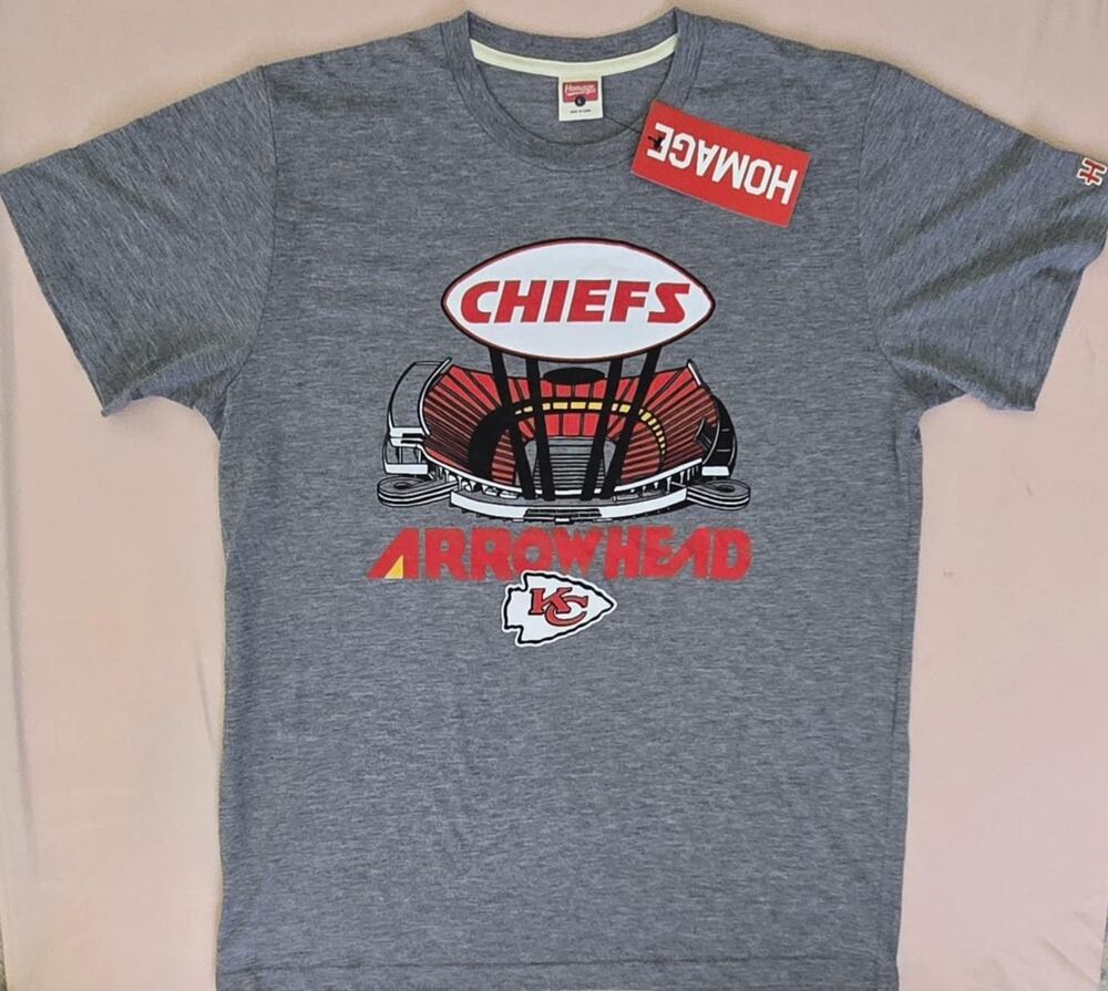 Homage-KC Chiefs Arrowhead-Gray TShirt-L-Measurements In Description